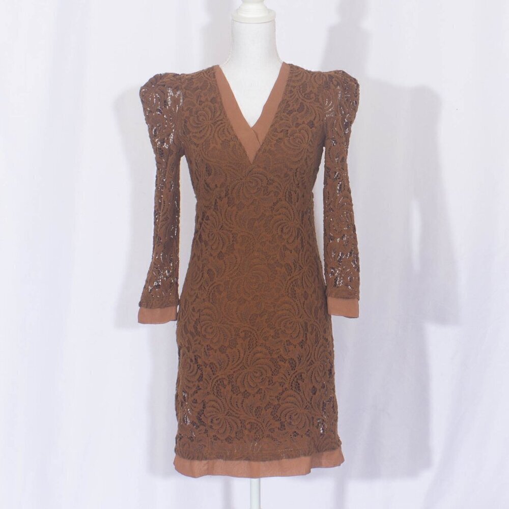 FREE PEOPLE Puff Sleeve Lace Dress Size S - Picture 3 of 9